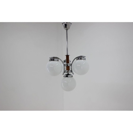 Image 1 of Vintage Art Deco Kronleuchter aus Metall und Glas, Tschechoslowakei 1930