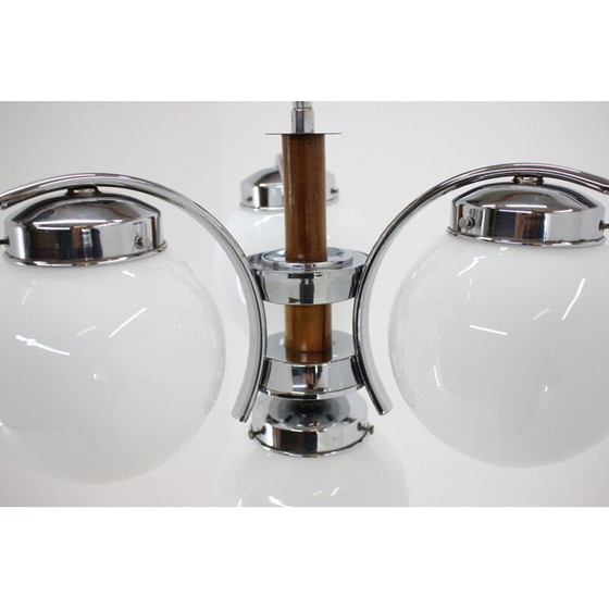 Image 1 of Vintage Art Deco Kronleuchter aus Metall und Glas, Tschechoslowakei 1930