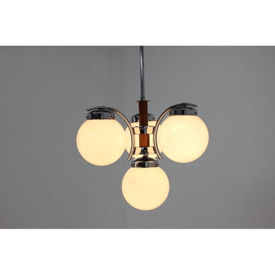 Image 1 of Vintage Art Deco Kronleuchter aus Metall und Glas, Tschechoslowakei 1930