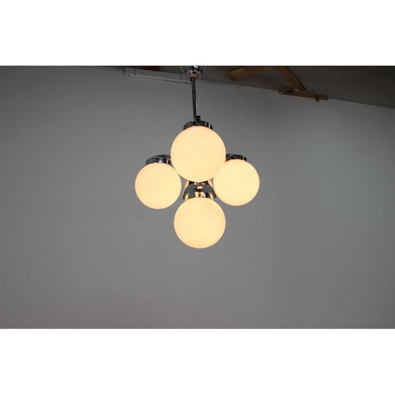 Image 1 of Vintage Art Deco Kronleuchter aus Metall und Glas, Tschechoslowakei 1930