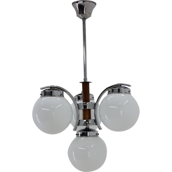 Image 1 of Vintage Art Deco Kronleuchter aus Metall und Glas, Tschechoslowakei 1930