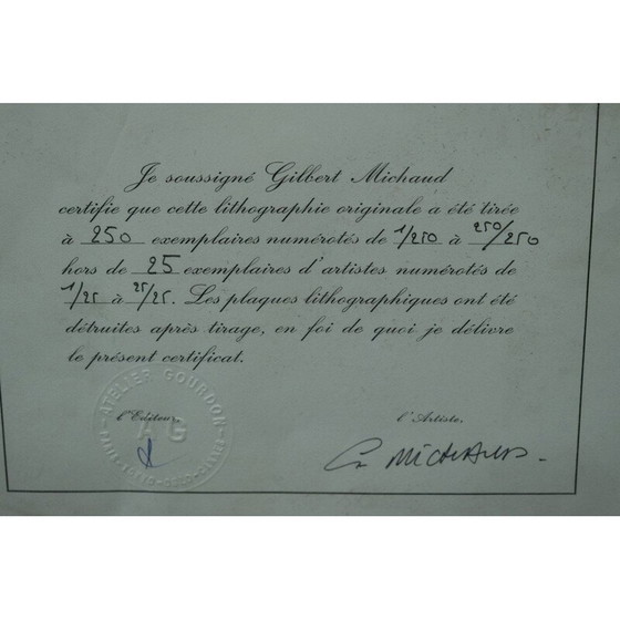 Image 1 of Lithographie, signiert von Gilbert Michaud für Atelier Gourdon, 1980