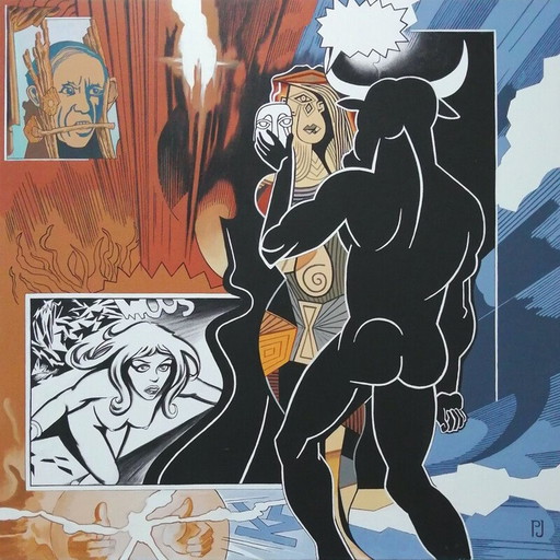 Portrait Picasso Pop vintage acryl gemälde auf leinwand von Pierre Jacob, 2020