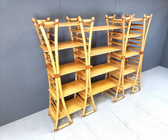 Image 1 of Vintage-Bambus-Wandschrank, 1970er Jahre