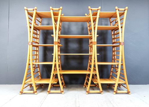 Vintage-Bambus-Wandschrank, 1970er Jahre