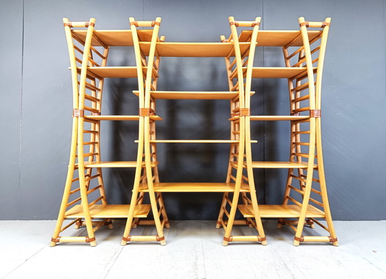 Image 1 of Vintage-Bambus-Wandschrank, 1970er Jahre