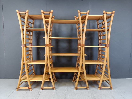 Image 1 of Vintage-Bambus-Wandschrank, 1970er Jahre