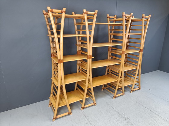 Image 1 of Vintage-Bambus-Wandschrank, 1970er Jahre