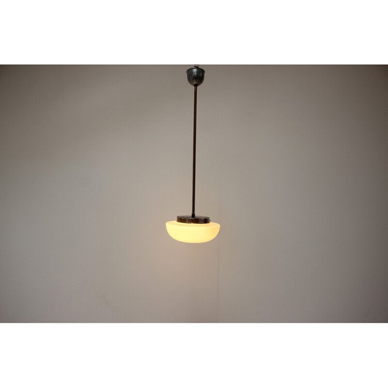 Image 1 of Vintage Art Deco Kronleuchter aus Glas und Chrom, Tschechoslowakei, 1930er Jahre