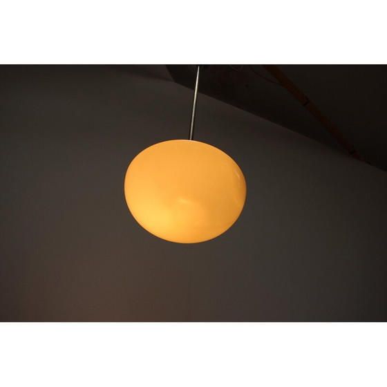 Image 1 of Vintage Art Deco Kronleuchter aus Glas und Chrom, Tschechoslowakei, 1930er Jahre