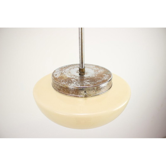 Image 1 of Vintage Art Deco Kronleuchter aus Glas und Chrom, Tschechoslowakei, 1930er Jahre