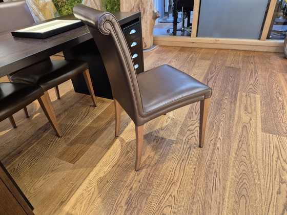 Image 1 of 10x Poltrona Frau Leder Stühle Fondata nel 1912 Sedia Vittoria T.Noce Pelle