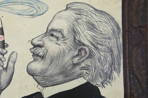 Art-Deco-Werbeschild Prior Sigars auf Weißblech, Italien