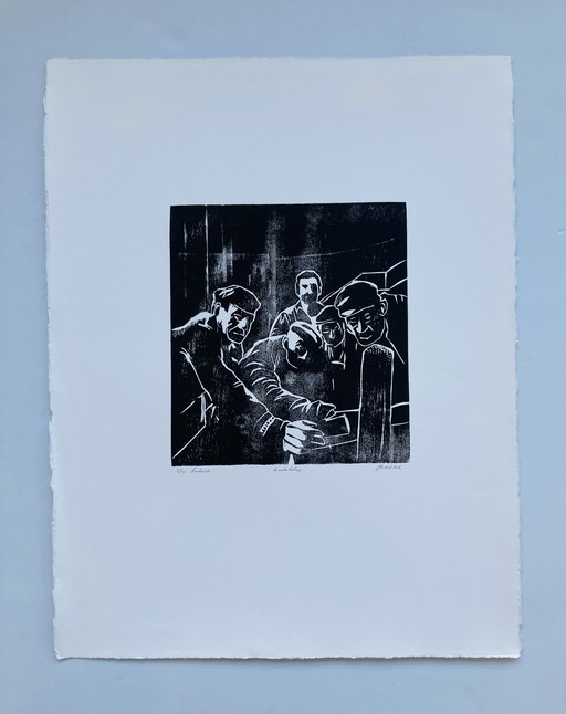 Hendrik Kist - Stapellauf - Holzschnitt - Vintage