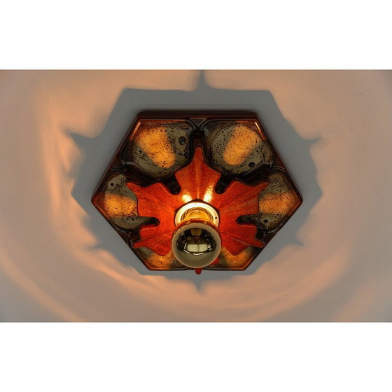 Image 1 of Satz von 7 braunen Keramik-Wandlampen, Deutschland 1970