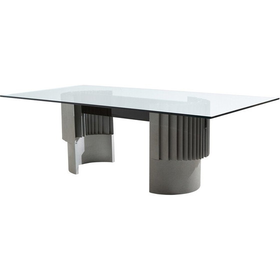 Image 1 of Vintage Esstisch aus Aluminiumguss und lackiertem Holz von Giovanni Offredi für Saporiti, 1970