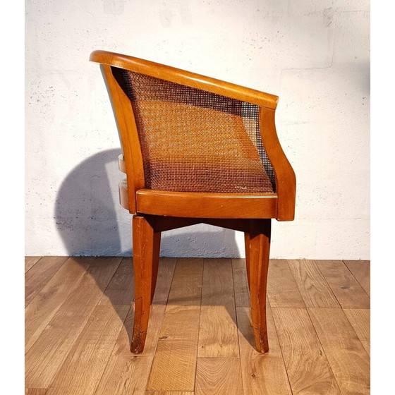 Image 1 of Mahagoni und grünes Leder vintage Bürodrehstuhl