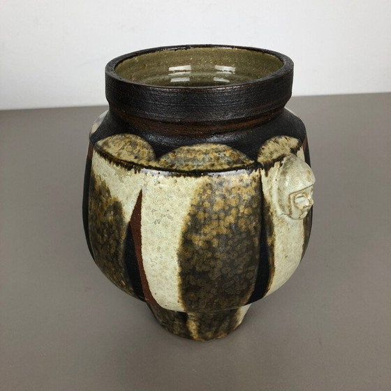 Image 1 of Abstrakte Keramik-Ateliervase "Köpfe" von Gerhard Liebenthron, Deutschland 1970