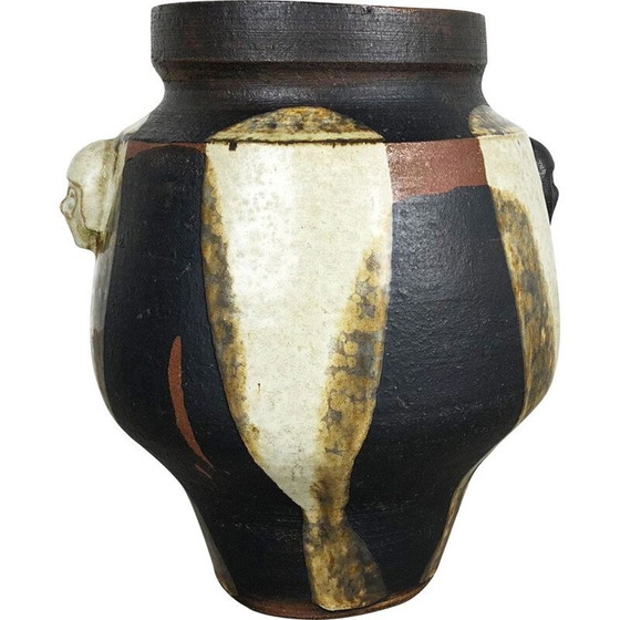 Image 1 of Abstrakte Keramik-Ateliervase "Köpfe" von Gerhard Liebenthron, Deutschland 1970