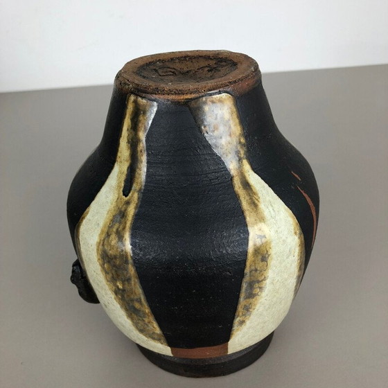 Image 1 of Abstrakte Keramik-Ateliervase "Köpfe" von Gerhard Liebenthron, Deutschland 1970