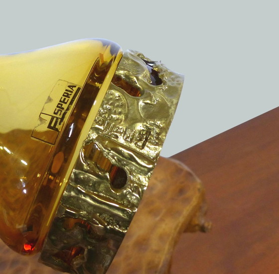 Image 1 of Vase Flasche Angelo Brotto Murano Und Bronze 1970