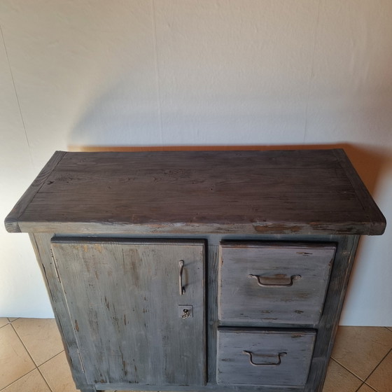 Image 1 of Werkbank Garage Grau Patiniert 1930er Jahre Kiefer