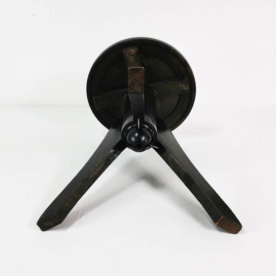 Image 1 of Vintage Art Deco Klavierhocker aus Buchenholz und Leder, Deutschland 1930