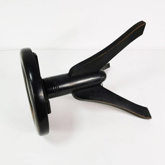 Image 1 of Vintage Art Deco Klavierhocker aus Buchenholz und Leder, Deutschland 1930