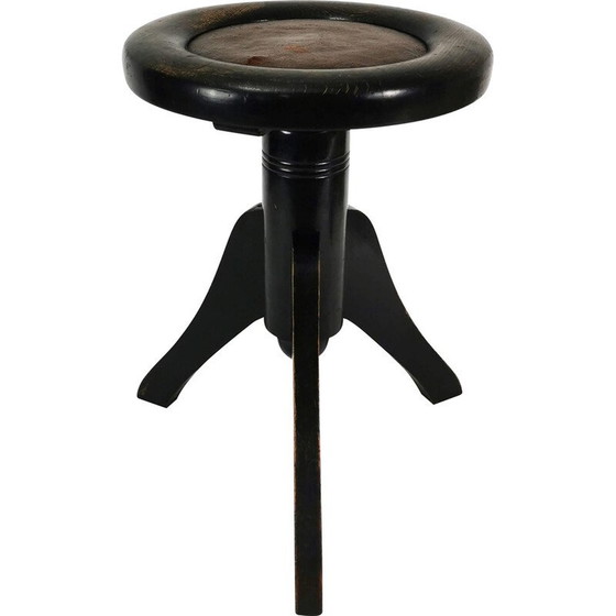 Image 1 of Vintage Art Deco Klavierhocker aus Buchenholz und Leder, Deutschland 1930