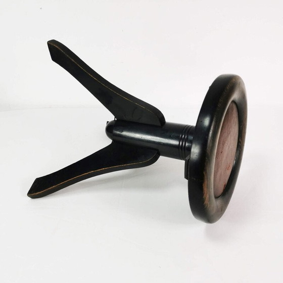 Image 1 of Vintage Art Deco Klavierhocker aus Buchenholz und Leder, Deutschland 1930