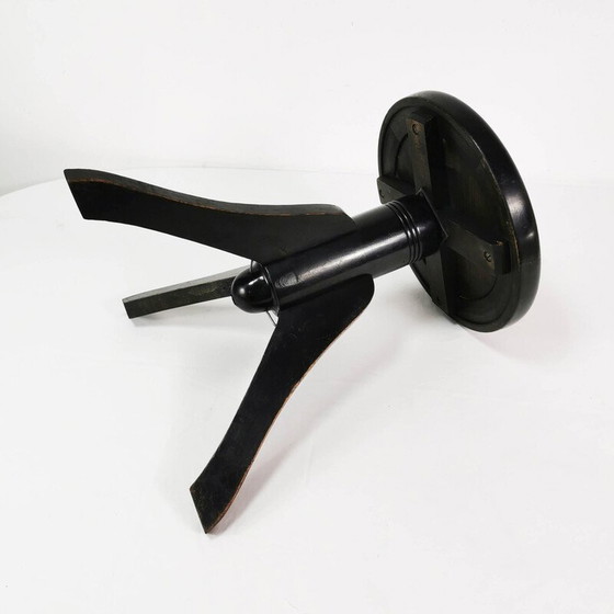 Image 1 of Vintage Art Deco Klavierhocker aus Buchenholz und Leder, Deutschland 1930