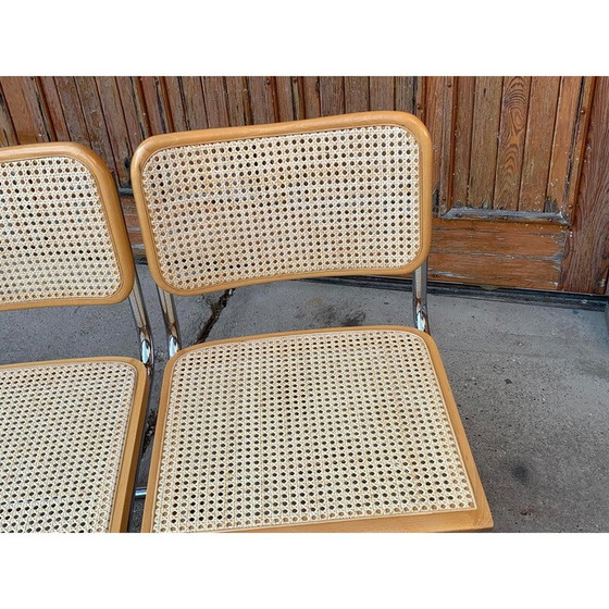 Image 1 of Satz von 3 italienischen B32 Cesca Stühlen aus der Mitte des Jahrhunderts von Marcel Breuer, 1970er Jahre