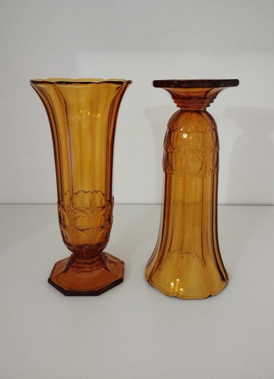 Image 1 of Paar Art Deco Vase, Cristallerie Du Val-Saint-Lambert 1930