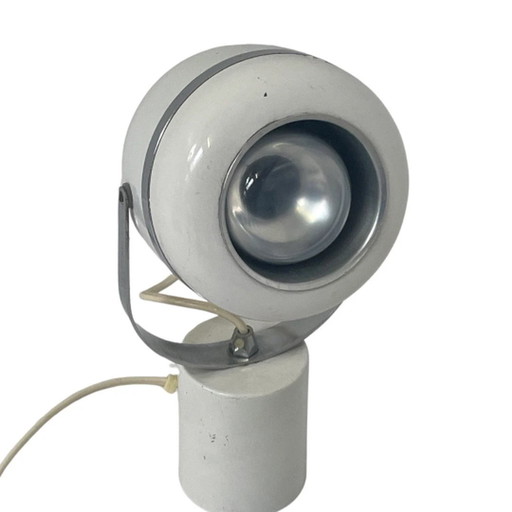 Pop Art / Space Age Design - Weiße und verchromte Details - Tischleuchte & Spot - Globus- oder Augapfelförmig