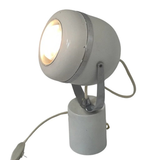 Pop Art / Space Age Design - Weiße und verchromte Details - Tischleuchte & Spot - Globus- oder Augapfelförmig