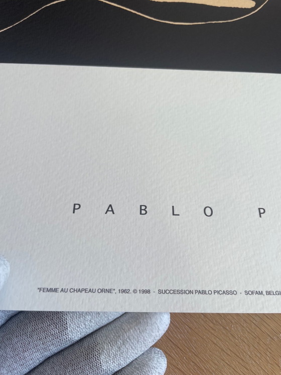 Image 1 of Pablo Picasso (1881-1973), Femme au Chapeau Orne, 1962, Copyright 1998 Succession Pablo Picasso SOFAM, Belgique, Printed in Ital