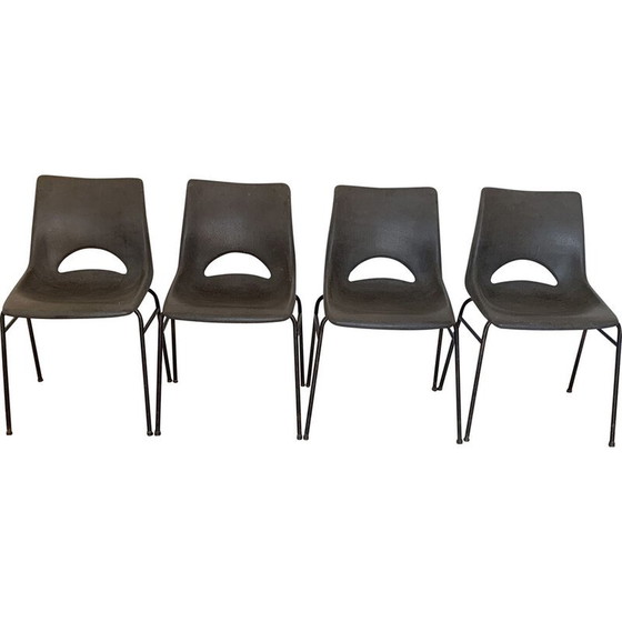 Image 1 of Set aus 4 vintage kunststoffschalenstühlen von Sitting