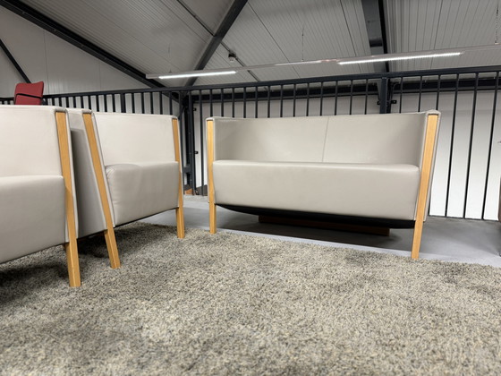 Image 1 of Moroso Sitzgruppe Grau Leder 2 Sitzer Sofa 2x Sessel