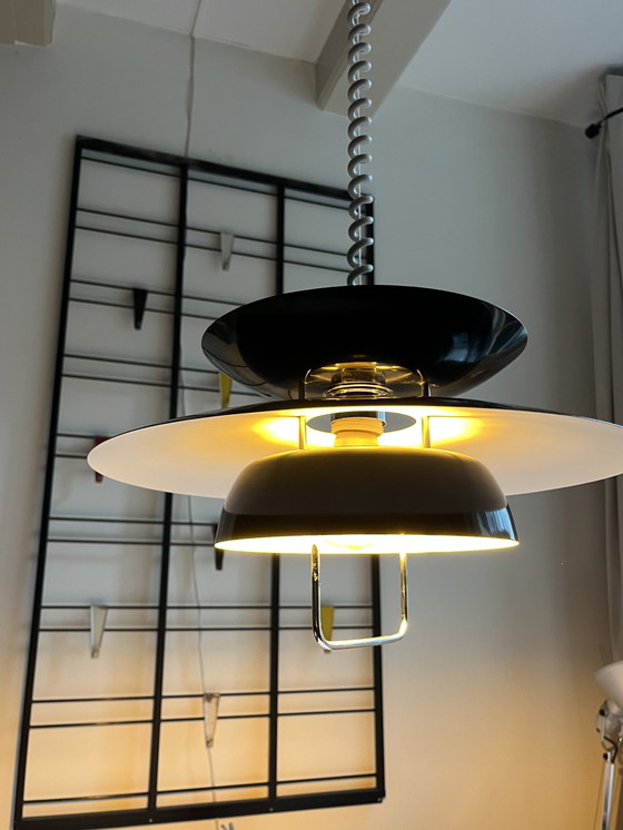 Image 1 of Retro Skandinavische Skala Lampe Schwarz Weiß Chrom