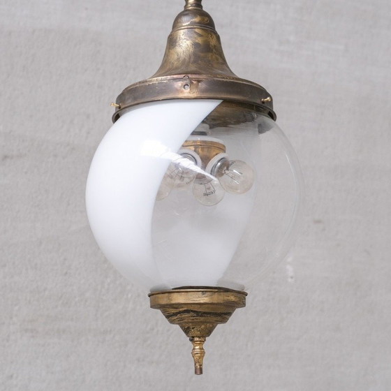 Image 1 of Hängeleuchte aus Glas und Messing, Frankreich 1930