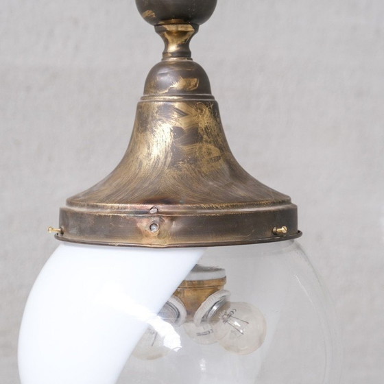 Image 1 of Hängeleuchte aus Glas und Messing, Frankreich 1930