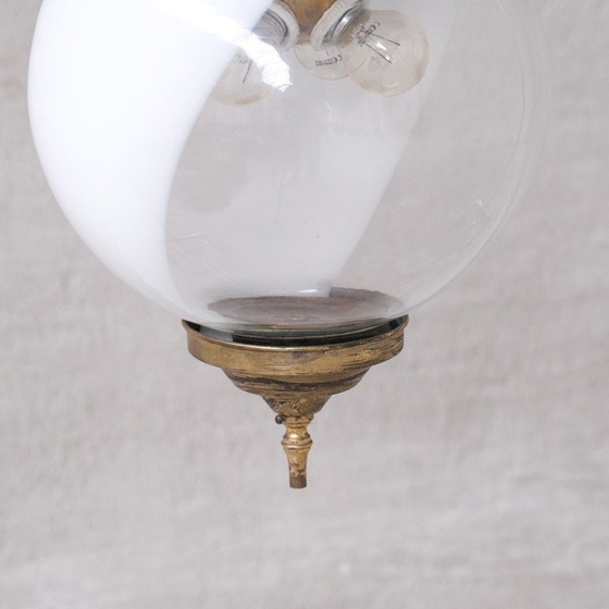 Image 1 of Hängeleuchte aus Glas und Messing, Frankreich 1930