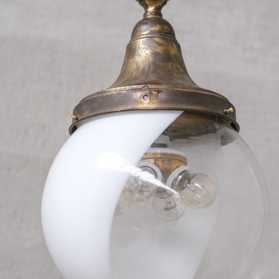 Image 1 of Hängeleuchte aus Glas und Messing, Frankreich 1930