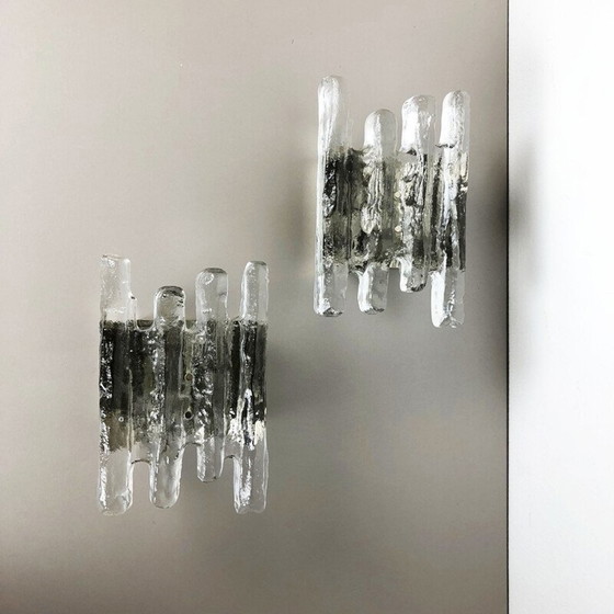 Image 1 of 2er-Set Wandleuchten aus Glas von Kalmar Lights, 1960er Jahre