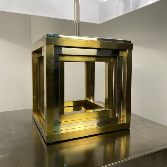 Image 1 of Vintage Tischlampe aus Chromstahl und Messing von Romeo Rega, Italien 1970