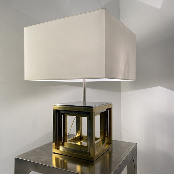 Image 1 of Vintage Tischlampe aus Chromstahl und Messing von Romeo Rega, Italien 1970