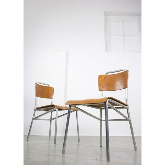 Image 1 of Paar Stühle aus Sperrholz und Aluminium aus der Mitte des Jahrhunderts