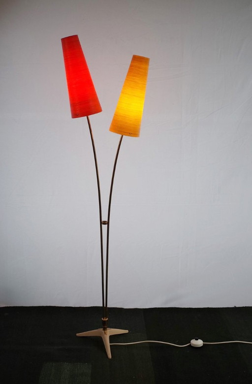 Vintage Stehlampe Fiberglas Messing