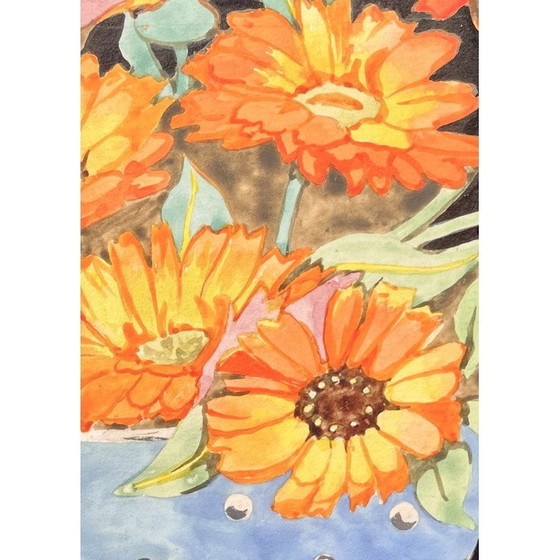 Image 1 of Sommerliches Stillleben mit Ringelblumen und schwarzem Rahmen