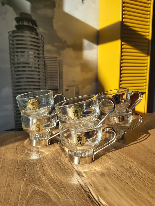 6x Vintage Kaffeetassen aus Glas